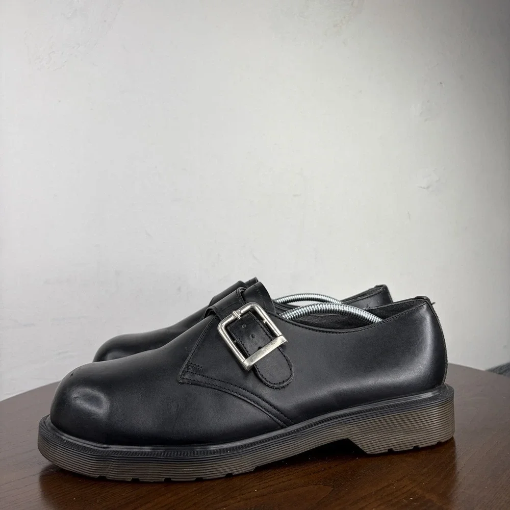Dr. Martens The Original Shoes Men's 9 Black Leather Monk Steel Toes Work Buckle